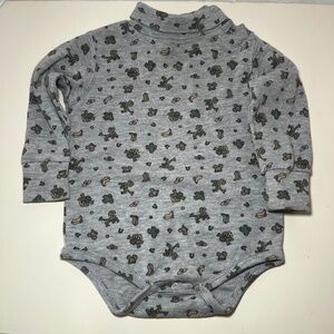 Vintage 90s Mock Long Sleeve Neck Snap Bodysuit Cowboy Frog, Horseshoe, Western